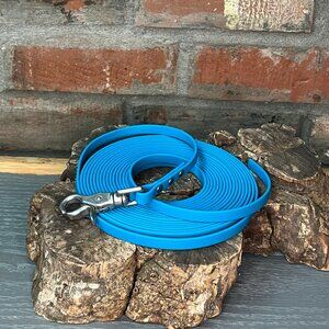 20' USA Made Biothane Dog Drag Line - 3/8" width - with stainless steel trigger